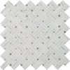 Msi Carrara White Basketweave SAMPLE Polished Marble Mesh-Mounted Mosaic Tile ZOR-MD-0439-SAM